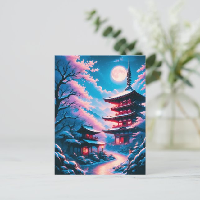 Postal Templo de la Nieve y las Flores (Yukizakura no Ter (Anverso de pie)