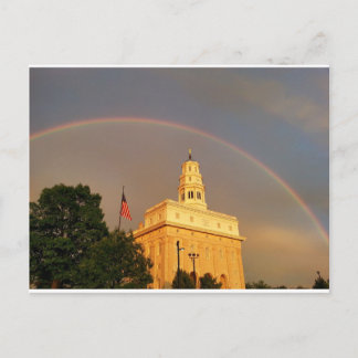 Postal Templo de Nauvoo Illinois abrazado por un arcoiris