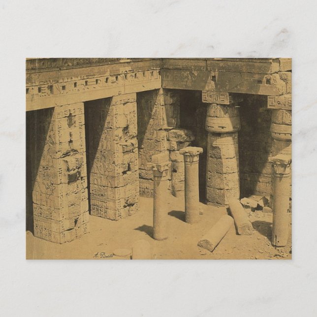 Postal Templo de Ramses III. Egipto hacia 1870 (Anverso)