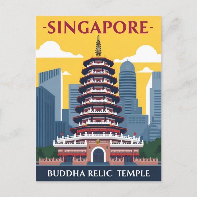 Postal Templo de reliquia dental budista de Singapur (Anverso)