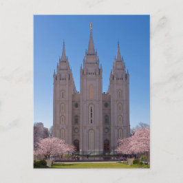 Postal Templo de Salt Lake City en primavera.