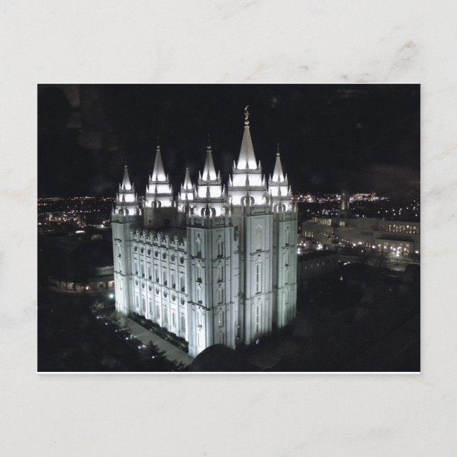 Postal Templo de Salt Lake City por la noche. (Anverso)