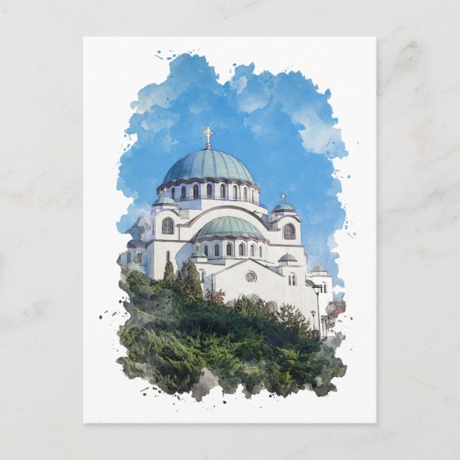 Postal Templo de San Sava Serbia (Anverso)