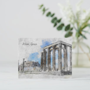 Postal Templo de Zeus Atenas - Viaje de la Antigua Grecia