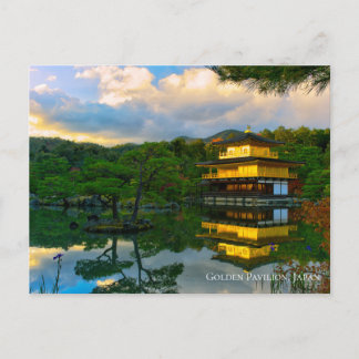 Postal Templo del Pabellón Dorado Kyoto Japón Paisaje