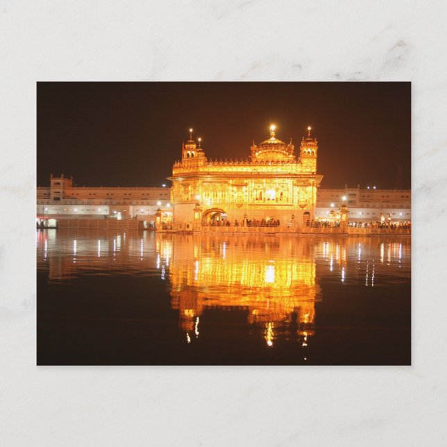 Postal Templo dorado Amritsar Norte de India de noche (Anverso)
