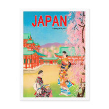 Templo japonés en primavera, chicas geishas de pas