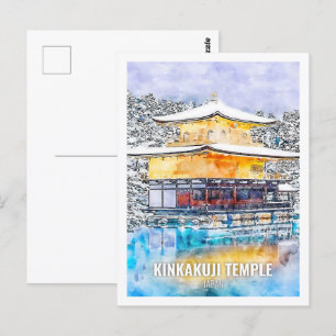 Postal Templo Kinkakuji Sketch de acuarela de viaje de Ja