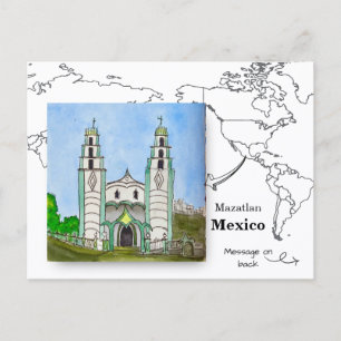Postal Templo María Milagrosa, Mazatlán, México