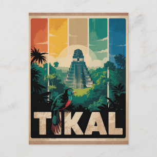 Postal Templo Maya Guatemala Tikal Viaje Antiguo