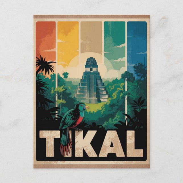 Postal Templo Maya Guatemala Tikal Viaje Antiguo (Anverso)