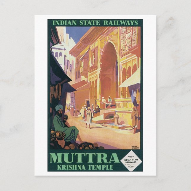 Postal Templo Muttra Krishna en los Ferrocarriles Estatal (Anverso)
