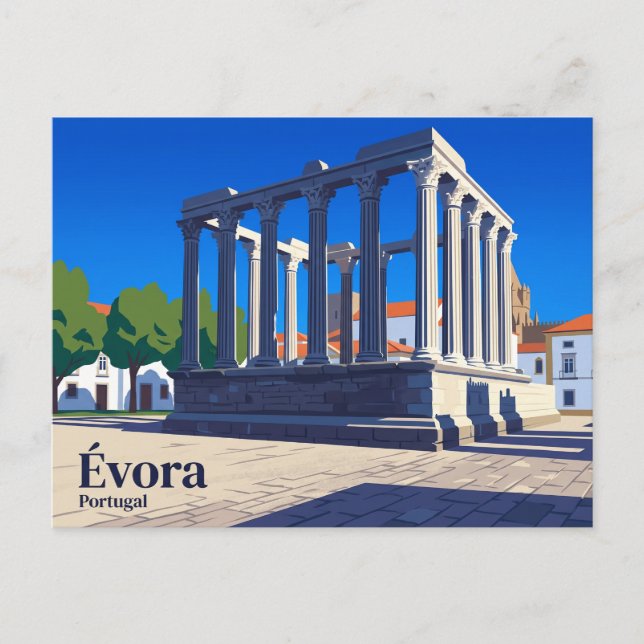 Postal Templo Romano de Évora Portugal (Anverso)