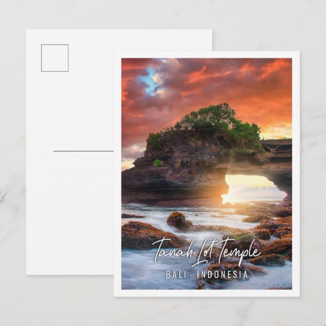 Postal Templo Tanah Lot al atardecer en Bali Indonesia (Anverso / Reverso)