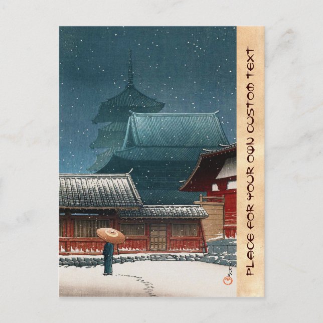 Postal Templo Tennô-ji en Osaka hasui kawase shin hanga (Anverso)