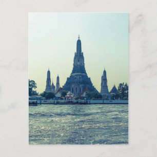 Postal Templo Wat Arun con río Bangkok