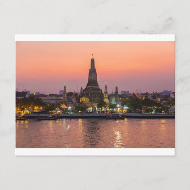 Postal Templo Wat Arun en Bangkok al atardecer (Anverso)