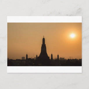 Postal Templo Wat Arun Silhouette Tailandia al sol