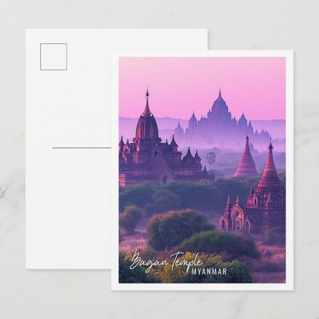 Postal Templos de Bagan en Myanmar, el hermoso lugar turí (Anverso / Reverso)