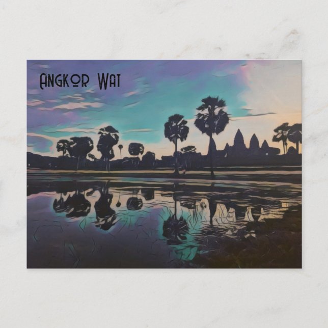 Postal Templos de Sunrise Estilizada Angkor Wat (Anverso)