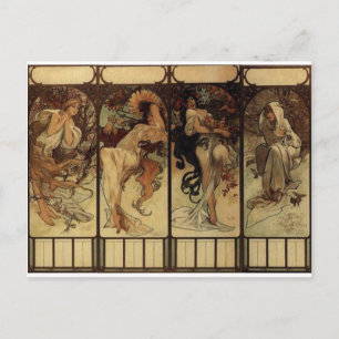 Postal Temporada de Alphonse Mucha