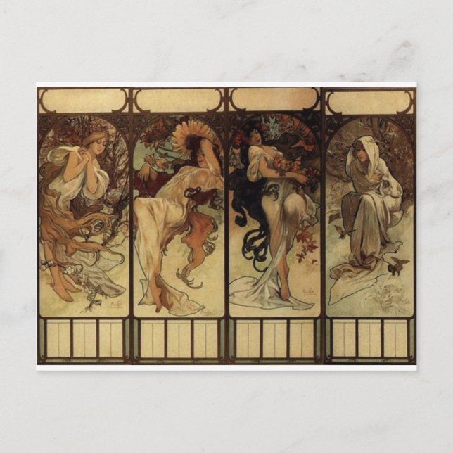 Postal Temporada de Alphonse Mucha (Anverso)
