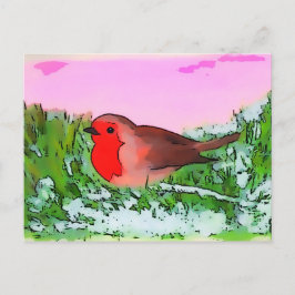 Postal Temporada de fiestas de Navidades Robin