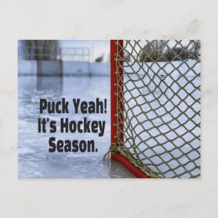 Postal Temporada de hockey Hielo Frío Humor Gracioso Puck