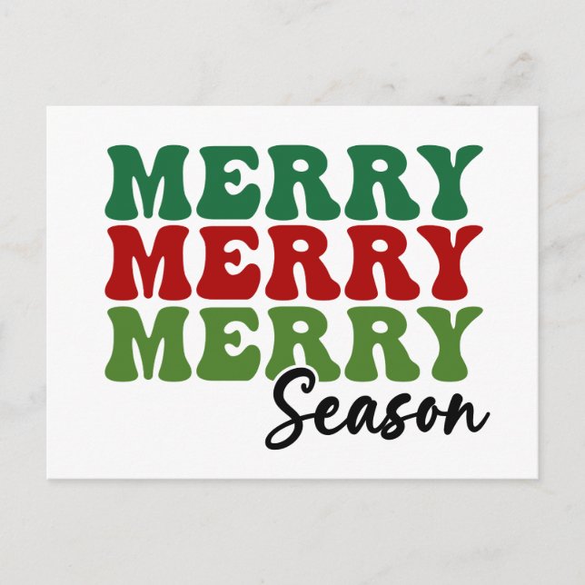 Postal Temporada de merry Merry - Arte de vacaciones retr (Anverso)