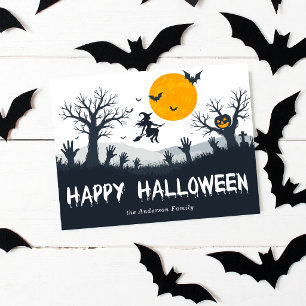 Postal Temporada espeluznante Feliz Halloween Bruja Murci