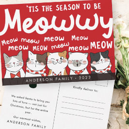 Postal Temporada para ser Meowwy Divertidos Gatitos Carol