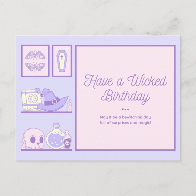 Postal Ten un cumpleaños malvado (Anverso)