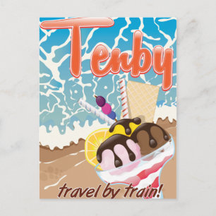 Postal Tenby Pembrokeshire helado cartoon viaje
