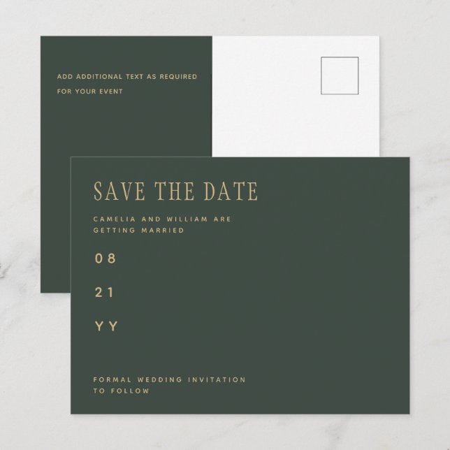 Postal Tendencia de la Boda Verde Oleícola Moderna SALVAR (Anverso / Reverso)