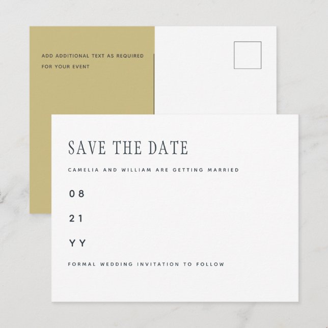 Postal Tendencia de la moderna Boda de Oro Blanco SALVAR  (Anverso / Reverso)