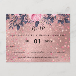Postal Tendencia de ROSEGOLD Boda de la Marina Rosa Metál