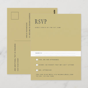 Postal Tendencia Moderno de Boda Simple Minimalista RSVP 