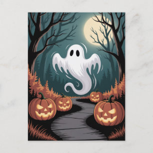 Postal Tendencias espeluznantes de Halloween Calabaza Fan