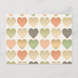 Postal tendencias modernas corazones gráficos