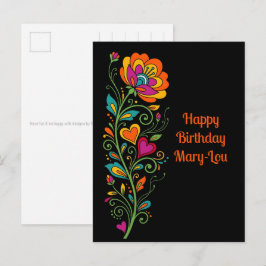 Postal Tendencias Retro Flower Power Borde 19 + tu texto