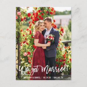 Postal Tenemos Guión De Pincel De Foto De Pareja Casada