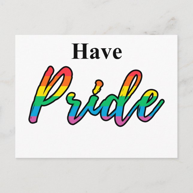 Postal Tener cita del orgullo con texto arcoiris negrita  (Anverso)