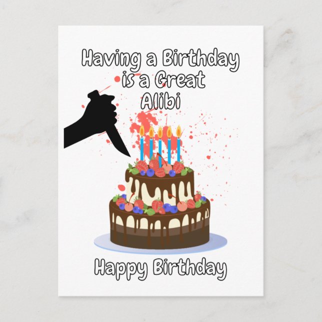 Postal Tener un cumpleaños es una gran coartada  (Anverso)