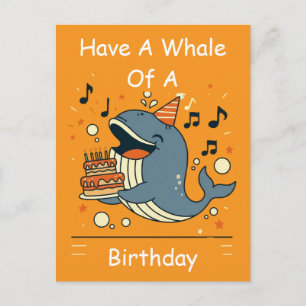 Postal Tener una ballena de cumpleaños Cantando ballena