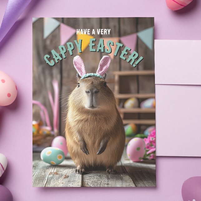 Postal Tener una carta muy útil para el capibara de Pascu (Hop into Easter with the coolest card in town! )