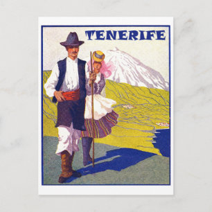 Postal Tenerife, pareja de aldeanos, España, vintage
