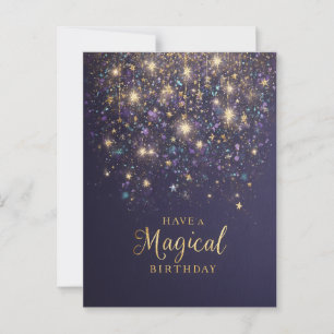 Postal "Tenga un Cumpleaños Mágico" con Brillo y Estrella