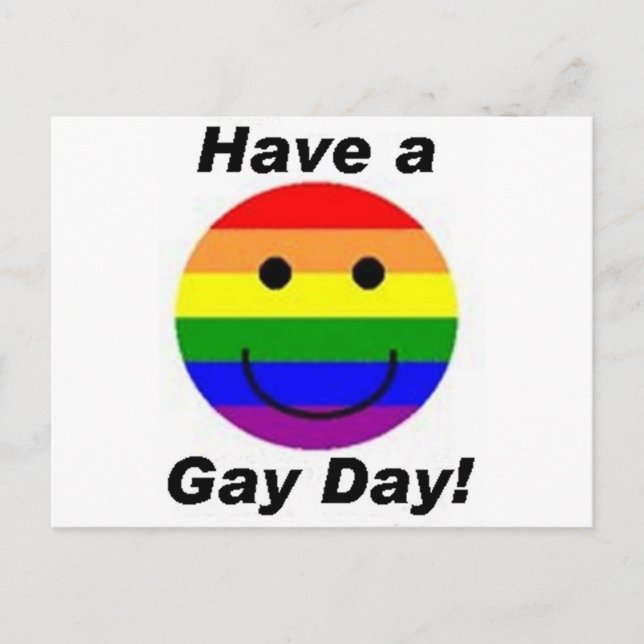 Postal ¡Tenga un día gay! (Anverso)