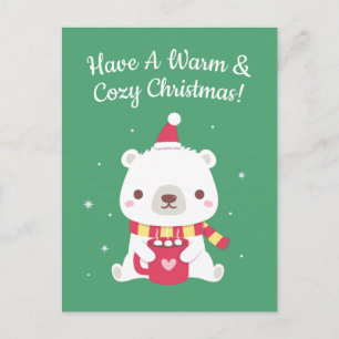 Postal Tenga una Navidad Cálida y Acogedora Oso Polar