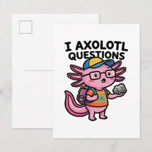 Postal Tengo preguntas de ajolote escolar sostiene curios